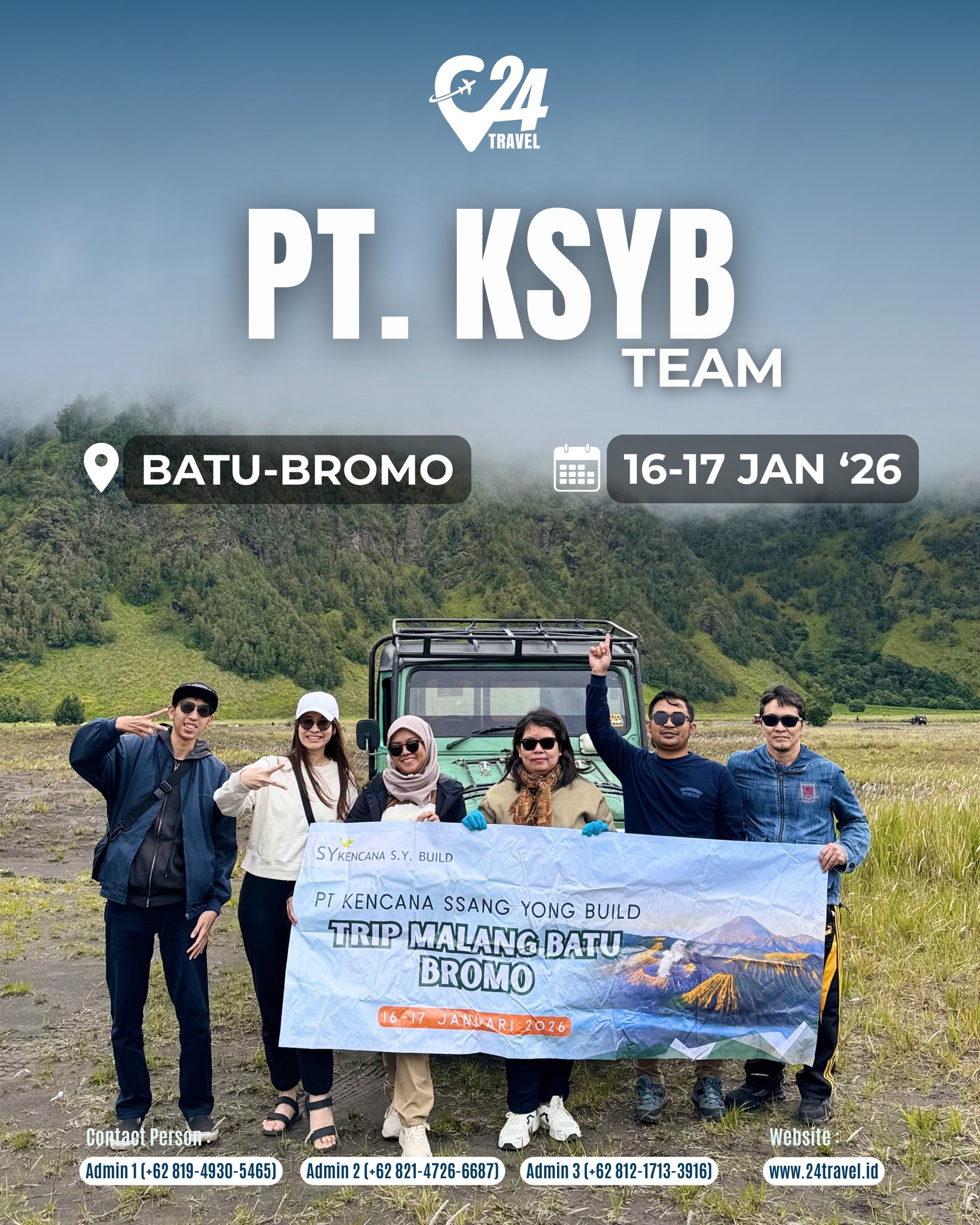 Perjalanan bersama rekan kerja bisa jadi momen membangun koneksi yang lebih erat.
Batu & Bromo menghadirkan suasana santai untuk quality time tim.
Yuk, wujudkan trip kebersamaan yang berkesan dan penuh makna.
Info promo & konsultasi klik link bio 👉 @24travel.id
#24travel #semuabisaliburan #paketwisatamalang #tourbatu #tripbromo