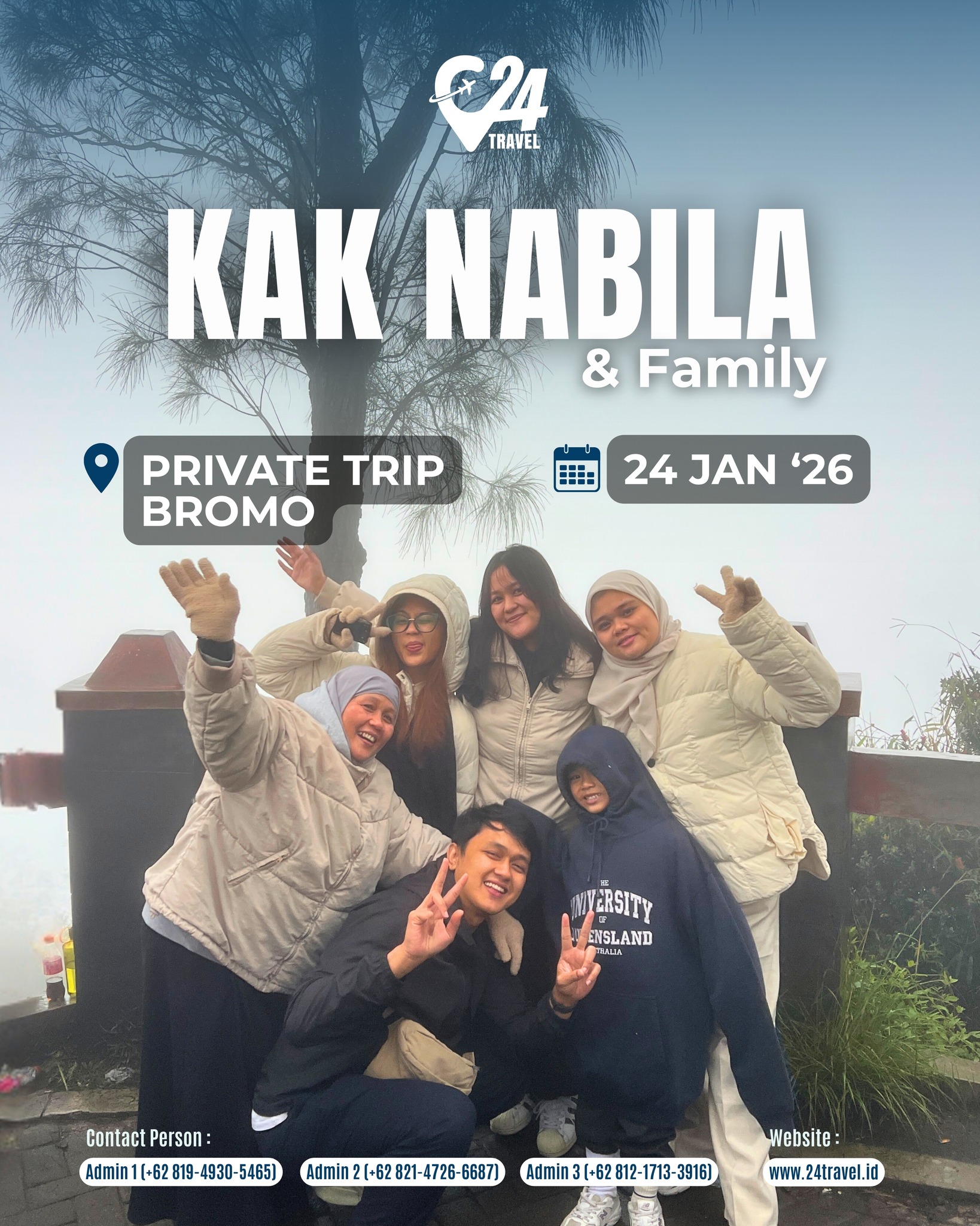 Liburan keluarga selalu punya cerita yang tak tergantikan.
Bromo jadi tempat pas untuk menikmati waktu bersama tanpa gangguan.
Yuk, ciptakan momen kebersamaan keluarga lewat perjalanan yang penuh makna.Info promo & konsultasi klik link bio 👉 @24travel.id#24travel #semuabisaliburan #paketwisatabromo #tripbromo