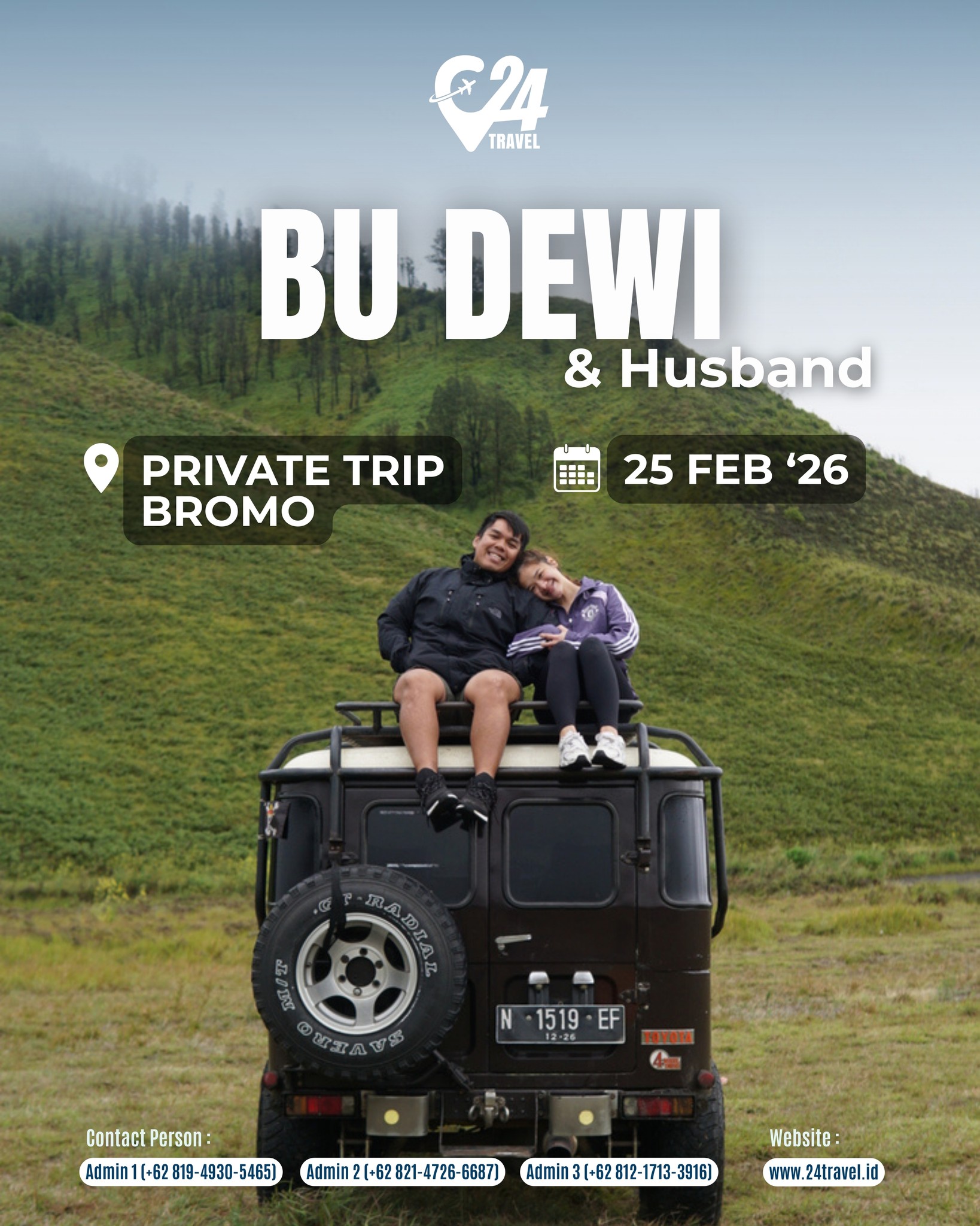 Quality time berdua di tengah alam selalu jadi pilihan yang tepat.
Private Trip Bromo menghadirkan panorama indah dan suasana yang menenangkan hati.
Yuk, jadwalkan perjalanan romantis yang simpel, nyaman, dan berkesan bersama orang tersayang.Info promo & konsultasi klik link bio 👉 @24travel.id#24travel #semuabisaliburan #paketwisatabromo #tripbromo