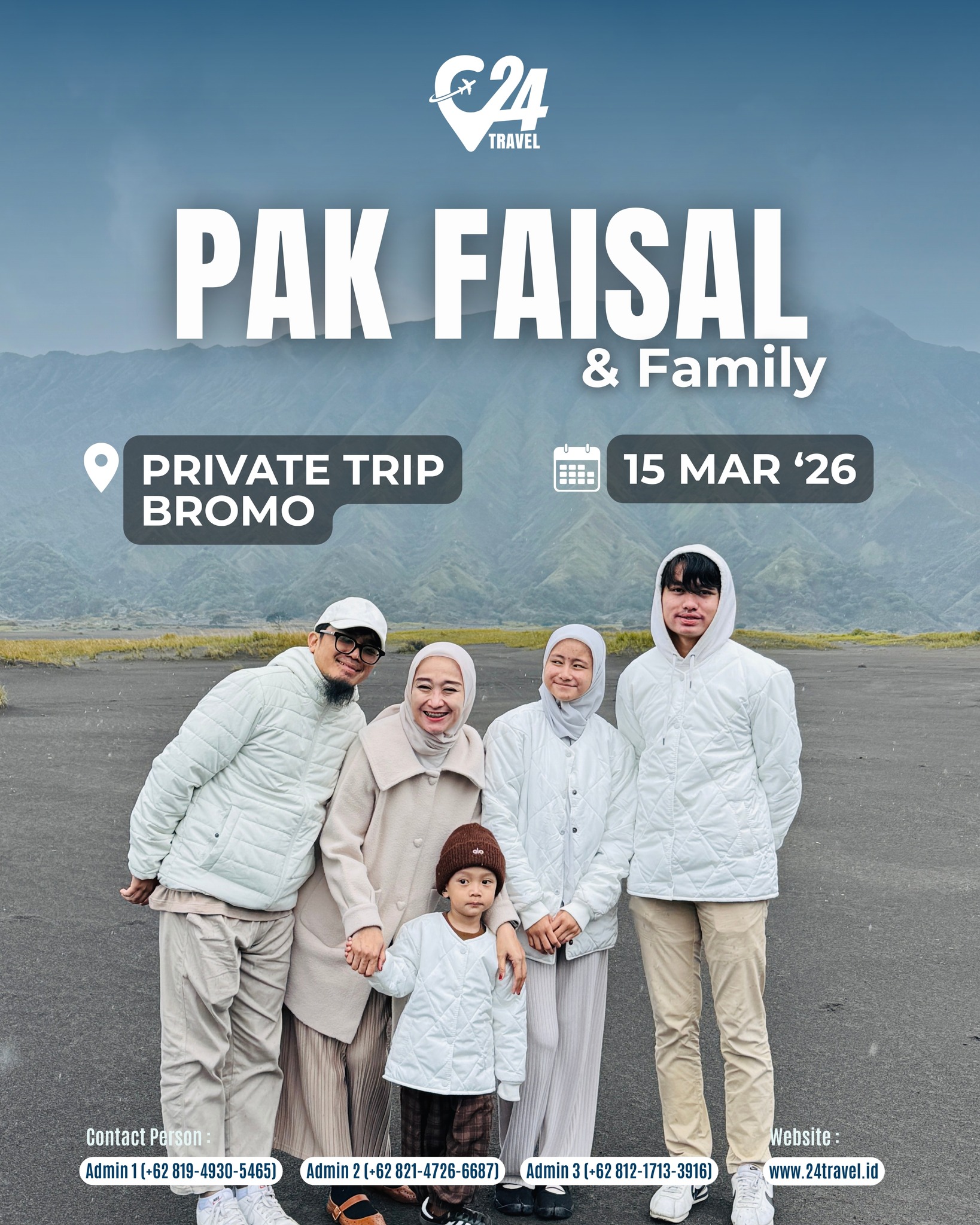 Kebersamaan keluarga selalu terasa lebih hangat saat dinikmati di tempat yang tepat.
Bromo menghadirkan suasana tenang dan pemandangan indah yang mempererat setiap momen bersama.
Yuk, luangkan waktu untuk menikmati perjalanan yang penuh kehangatan bersama keluarga tercinta.Info promo & konsultasi klik link bio 👉 @24travel.id#24travel #semuabisaliburan #paketwisatabromo #tripbromo
