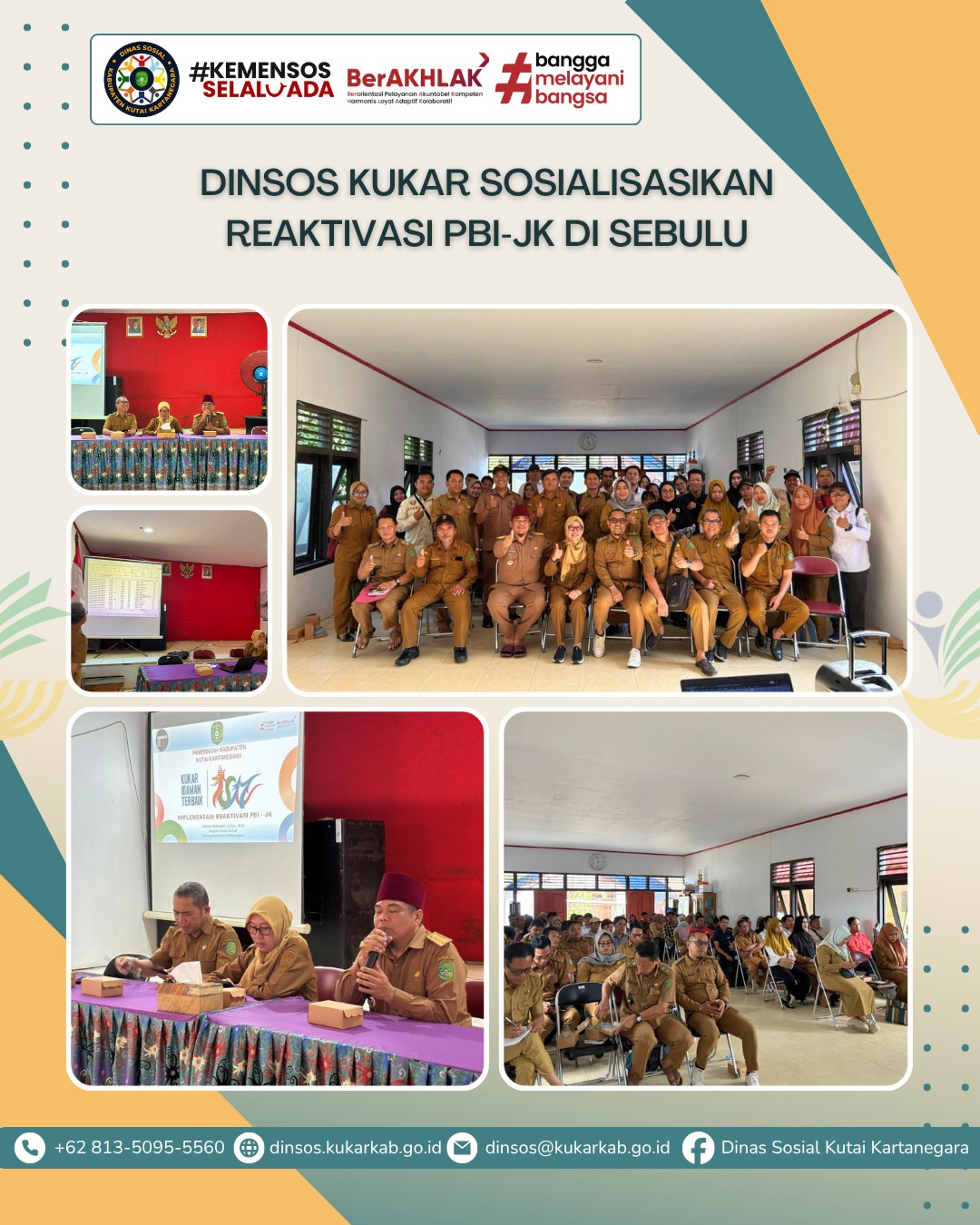 SEBULU, 6 April 2026 – Dinas Sosial Kabupaten Kutai Kartanegara menggelar Sosialisasi Keputusan Menteri Sosial Nomor 3/HUK/2026 tentang Penetapan Bantuan Iuran Jaminan Kesehatan (PBI‑JK) di Aula Serba Guna Kecamatan Sebulu.
.
.
.
.
.
Selengkapnya di : https://dinsos.kukarkab.go.id/index.php/2026/04/07/dinsos-kukar-sosialisasikan-reaktivasi-pbi-jk-di-sebulu/