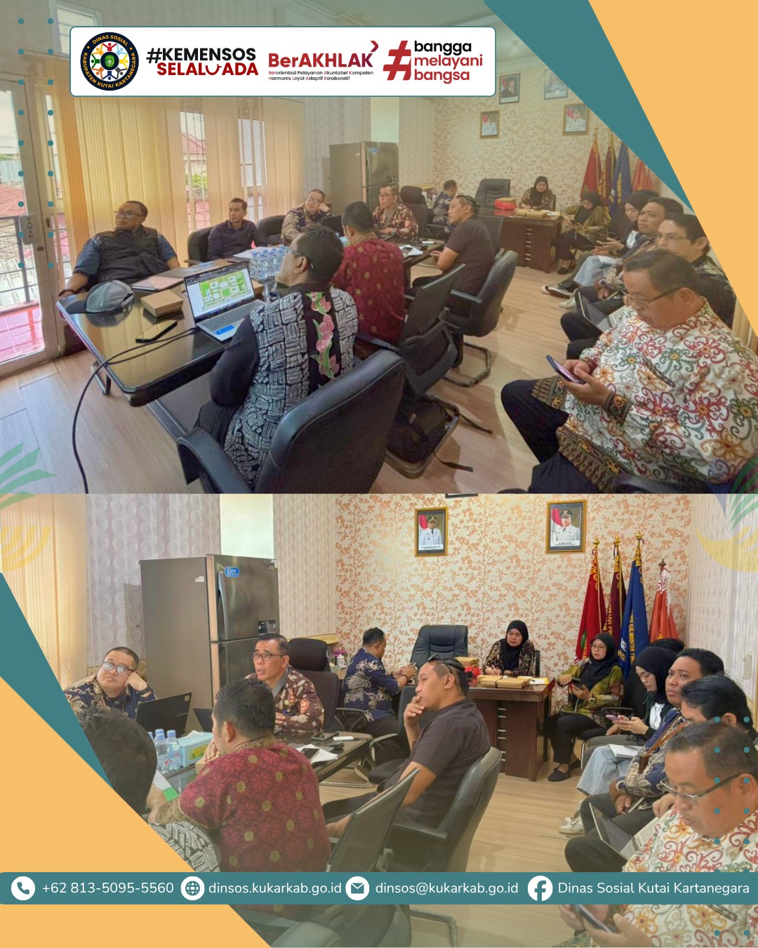 TENGGARONG, 9 April 2026 – Dinas Sosial Kabupaten Kutai Kartanegara menggelar rapat tindak lanjut rencana Sekolah Rakyat menindaklanjuti surat Kepala Dinas Pekerjaan Umum Kukar Nomor B‑77/DPU/600.1/3/2026 tanggal 13 Maret 2026. Rapat berlangsung di Ruang Rapat Kepala Dinas Sosial pukul 10.00 WITA dengan agenda pembahasan rencana penyelenggaraan Sekolah Rakyat di Kukar.
.
.
.
.
.
Selanjutnya di : https://dinsos.kukarkab.go.id/index.php/2026/04/09/rapat-lintas-opd-bahas-tindak-lanjut-sekolah-rakyat/