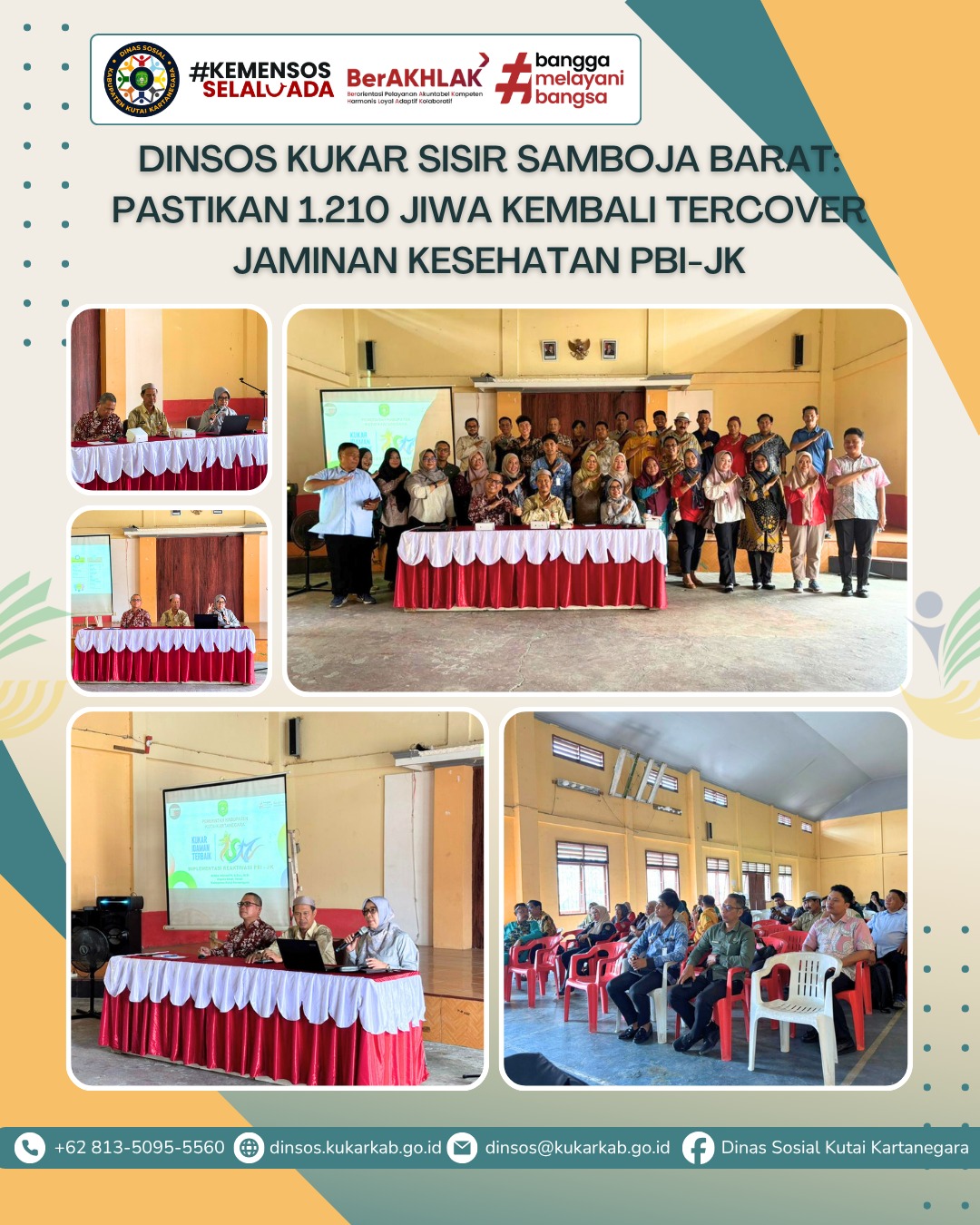 SAMBOJA BARAT, 7 Mei 2026 – Upaya percepatan reaktivasi jaminan kesehatan bagi masyarakat terus dilakukan oleh Pemerintah Kabupaten Kutai Kartanegara melalui Dinas Sosial. Di wilayah Kecamatan Samboja Barat, terdata sebanyak 1.210 jiwa kepesertaan Penerima Bantuan Iuran Jaminan Kesehatan (PBI-JK) yang saat ini dalam status nonaktif berdasarkan kebijakan pemerintah pusat.
.
.
.
.
.
Selengkapnya di : https://dinsos.kukarkab.go.id/index.php/2026/05/08/dinsos-kukar-sisir-samboja-barat-pastikan-1-210-jiwa-kembali-tercover-jaminan-kesehatan-pbi-jk/