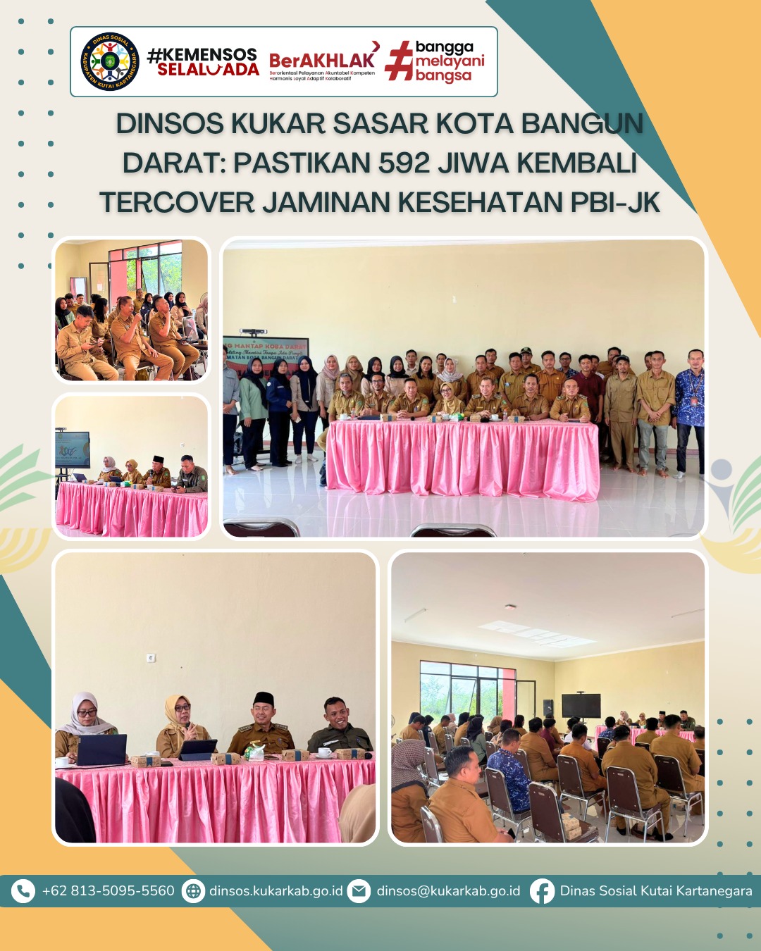 KOTA BANGUN DARAT, 12 Mei 2026 – Dinas Sosial Kabupaten Kutai Kartanegara terus memperluas jangkauan pemutakhiran data jaminan kesehatan hingga ke wilayah kecamatan hasil pemekaran. Di Kecamatan Kota Bangun Darat, tercatat sebanyak 592 jiwa kepesertaan Penerima Bantuan Iuran Jaminan Kesehatan (PBI-JK) yang saat ini dalam status nonaktif oleh pemerintah pusat.
.
.
.
.
.
Selengkapnya di : https://dinsos.kukarkab.go.id/index.php/2026/05/12/dinsos-kukar-sasar-kota-bangun-darat-pastikan-592-jiwa-kembali-tercover-jaminan-kesehatan-pbi-jk/