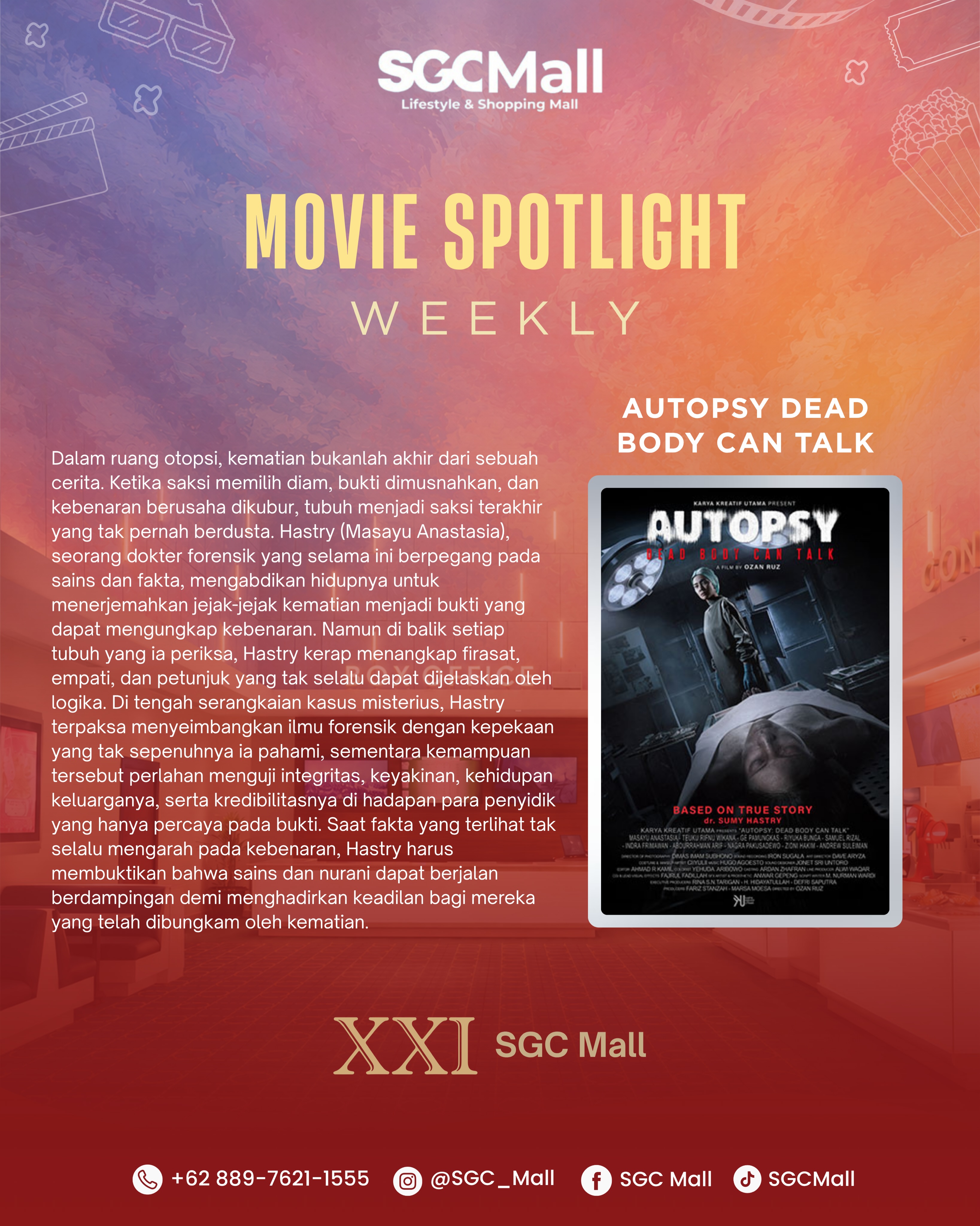 MOVIE SPOTLIGHT WEEKLY โจ๐ฌ
Weekend makin seru dengan pilihan film terbaik di XXI SGC Mall!
๐ XXI SGC Mall
Ajak teman, pasangan, atau keluarga buat nikmatin pengalaman nonton yang lebih seru minggu ini. Film mana yang jadi pilihan kamu untuk nonton? Tulis di kolom komentar ya! ๐๐ฟ
#SGCMall #MovieSpotlightWeekly #XXISGCMall #WeekendDiSGCMall #nontonyuk