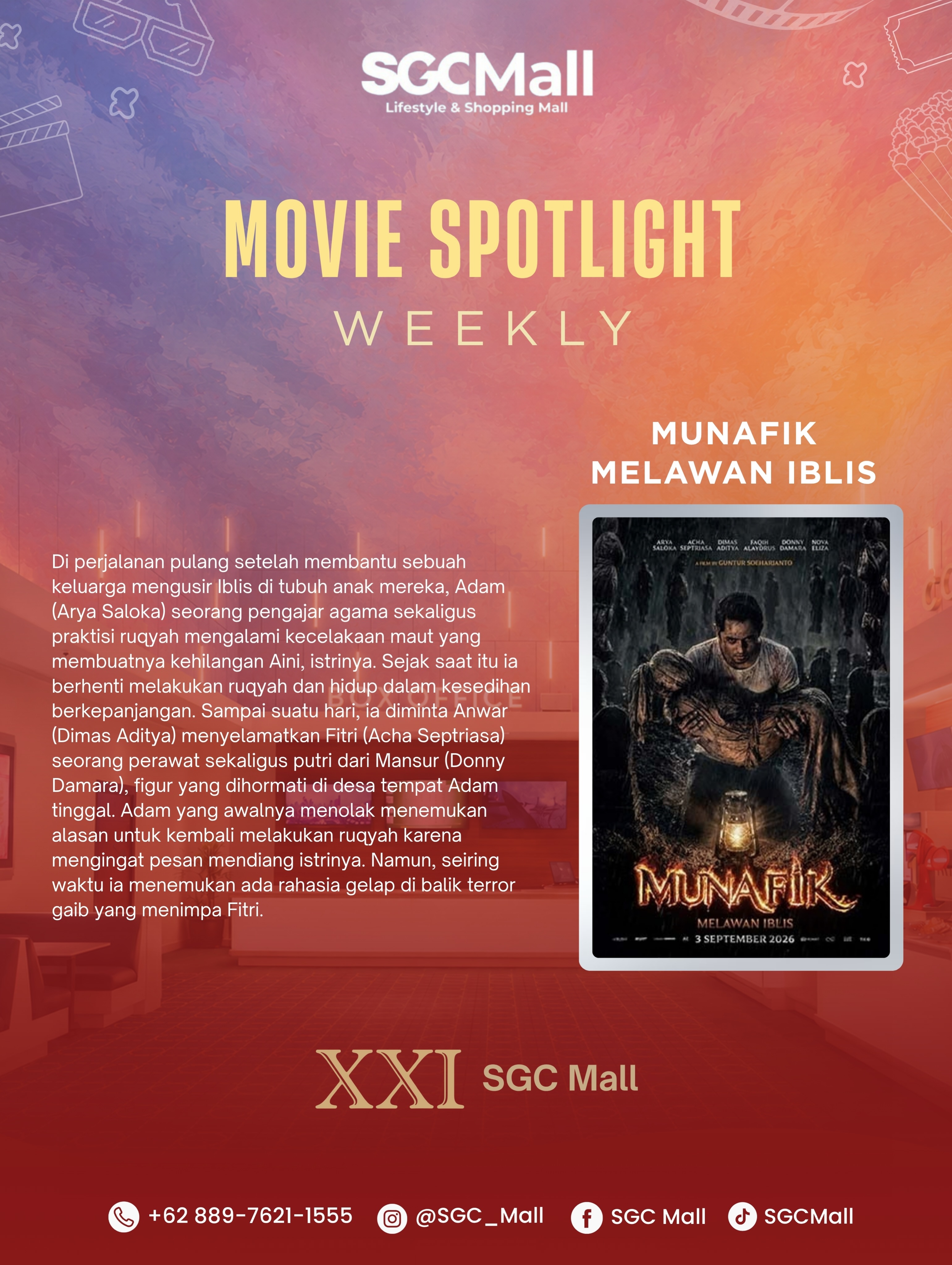 MOVIE SPOTLIGHT WEEKLY โจ๐ฌ
Weekend makin seru dengan pilihan film terbaik di XXI SGC Mall!
๐ XXI SGC Mall
Ajak teman, pasangan, atau keluarga buat nikmatin pengalaman nonton yang lebih seru minggu ini. Film mana yang jadi pilihan kamu untuk nonton? Tulis di kolom komentar ya! ๐๐ฟ
#SGCMall #MovieSpotlightWeekly #XXISGCMall #WeekendDiSGCMall #nontonyuk